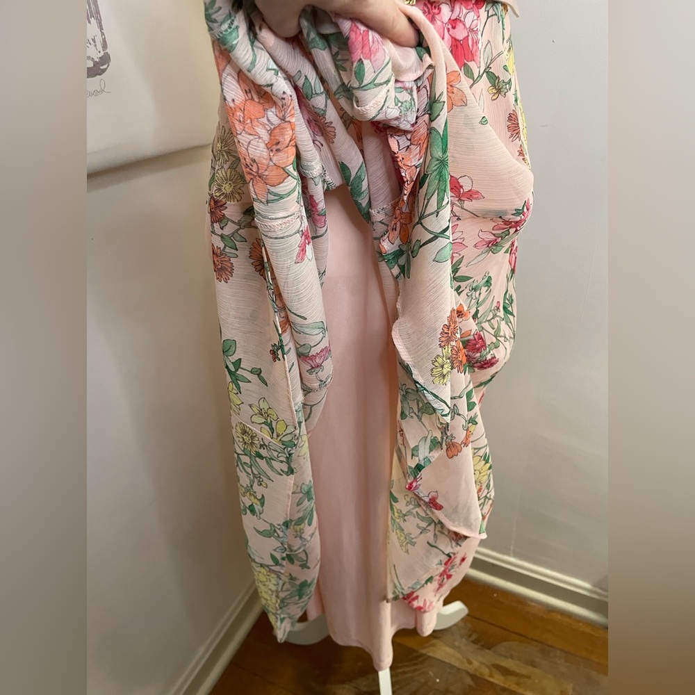 Tommy Hilfiger Belted Chiffon Halter Midi Dress Pink Floral Print Size 4 - Picture 5 of 16